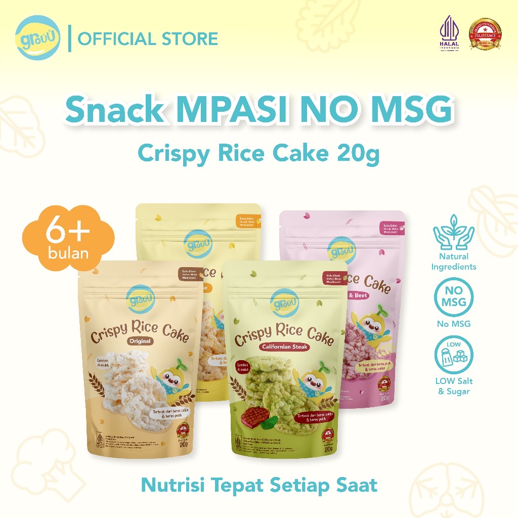 Grouu Crispy Rice Cake 20g - Snack MPASI Bayi 6+ No MSG