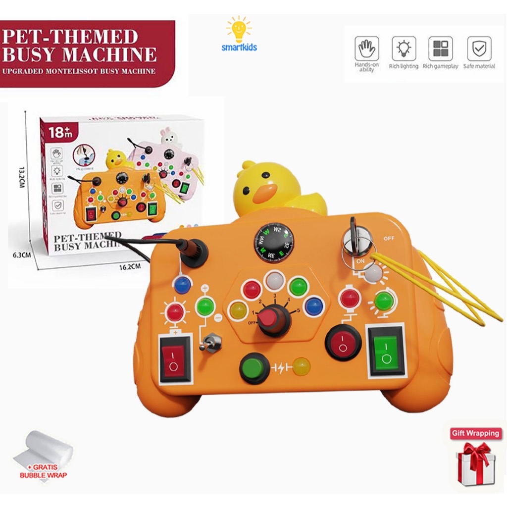 Mainan Busy Box Montessori - Socket Switch LED Light Machine Bayi