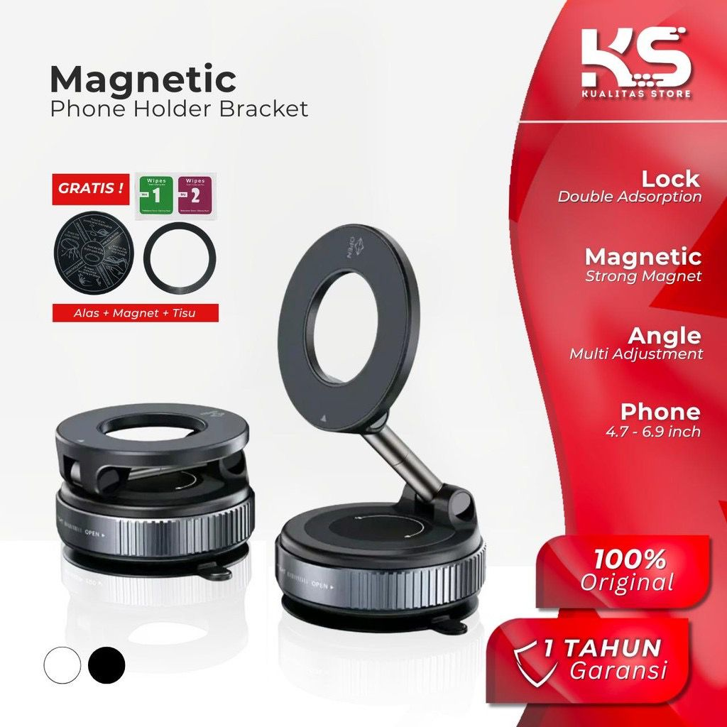 Holder HP Magnetic Vacuum Suction 360° - Bracket Tempel Mobil & Meja